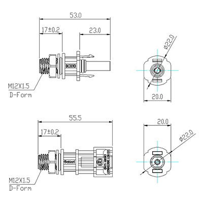 BC03D Photovoltaic Connector (Female and male cable coupler)